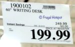 Costco Sale Price: Northridge Home Philippe 60" Writing Desk