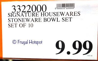 Costco Price: Signature Housewares Stoneware Bowls 10-Piece Set