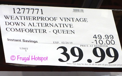 Costco Sale Price: Weatherproof Vintage Down Alternative Comforter Costco Sale Price: Weatherproof Vintage Down Alternative Comforter