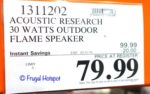 Costco Sale Price: Acoustic Research Portable Wireless Speaker with LED Flickering Flame Light