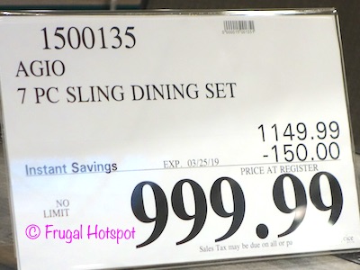 Costco Sale Price: Agio Campbell 7-Piece Sling Dining Set