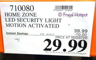 Costco Sale Price: Home Zone Motion Activated Security LED Light