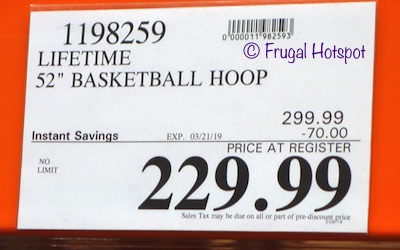 Costco Sale Price: Lifetime 52 Inch Basketball Hoop