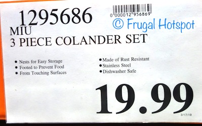 Costco Price: Miu 3-Piece Colander Set