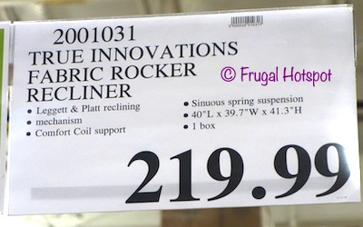 Costco Price: True Innovations Mason Fabric Rocker Recliner