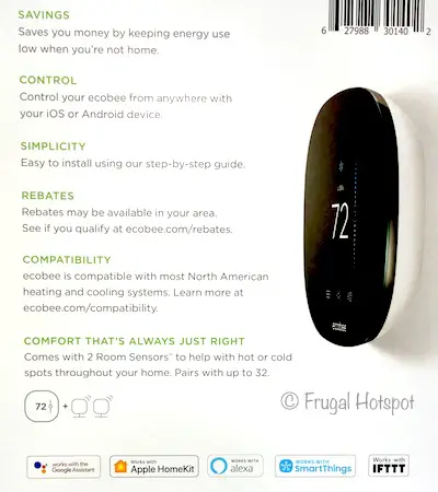 ecobee3 lite Smart Thermostat (2nd gen) with 2 Room Sensors at Costco