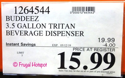 Buddeez 3.5 Gallon Tritan Beverage Dispenser Costco Sale Price
