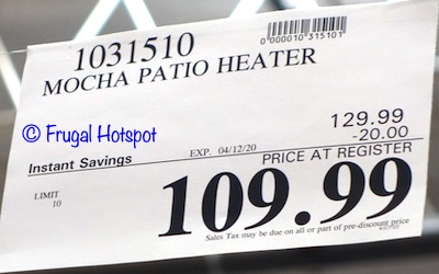 Fire Sense Mocha Patio Heater Costco Sale Price