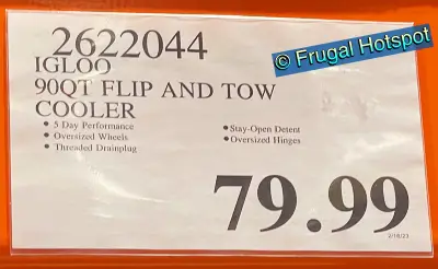 Igloo MaxCold 90-Quart Roller Flip and Tow Cooler | Costco Price | Item 2622044