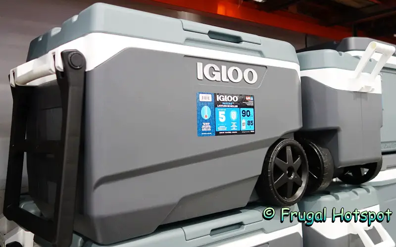 Igloo MaxCold Latitude 90 Roller Flip and Tow Cooler | Costco Display