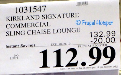 Costco Sale Price: Kirkland Signature Commercial Sling Chaise Lounge Costco Sale Price: Kirkland Signature Commercial Sling Chaise Lounge