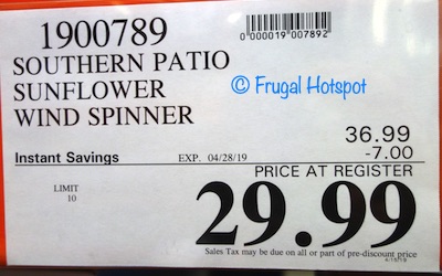 Costco Sale Price: Southern Patio Sunflower Wind Spinner