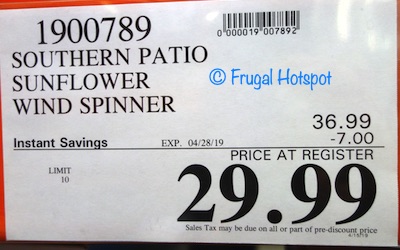 Costco Sale Price: Southern Patio Sunflower Wind Spinner Costco Sale Price: Southern Patio Sunflower Wind Spinner