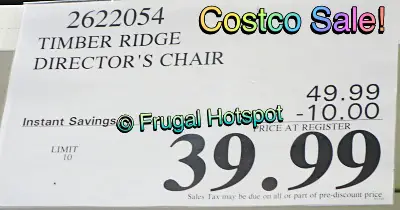 Timber Ridge Folding Director's Chair | Costco Sale Price