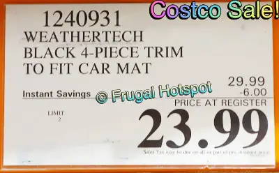 WeatherTech Car Mat | Costco Sale Price