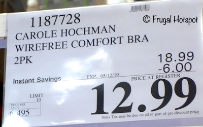 Costco Sale Price: Carole Hochman Wirefree Comfort Bra 2-Pack