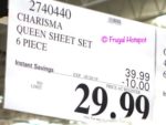 Charisma 400TC Sateen 6-Pc Sheet Set Queen Costco Sale Price