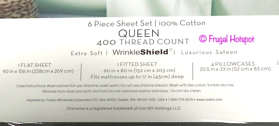 Charisma 400TC Sateen 6-Pc Sheet Set Queen Costco