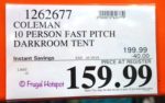 Coleman 10-Person Fast Pitch Darkroom Tent Costco Sale Price