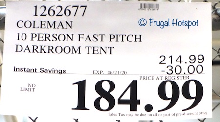 Coleman 10-Person Fast Pitch Darkroom Tent Costco Sale Price