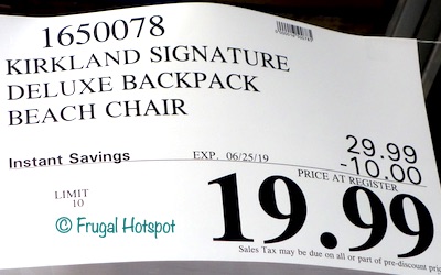 Kirkland Signature Backpack Beach Chair Costco Sale Price