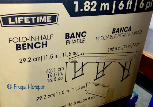 Lifetime 6 Ft. Fold-in-Half Bench Dimensions Costco