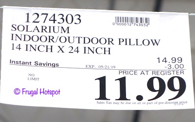 Solarium Indoor Outdoor Pillow 2-Pack 14 x 24 Costco Sale Price