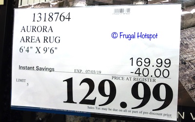 Aurora Area Rug 6'4 x 9'6 Costco Sale Price