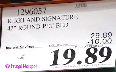 Kirkland Signature 42 Round Pet Bed Costco Sale Price
