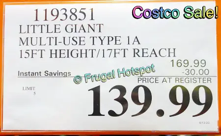 Photo of Costco's Sale Price of $139.99