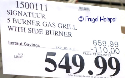 Signateur 5-Burner Gas Grill Costco Sale Price