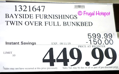 Bayside Furnishings Jordan Twin Over Full Bunk Bed Costco Sale price