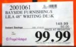 Bayside Furnishings Lila Writing Desk Costco Sale Price
