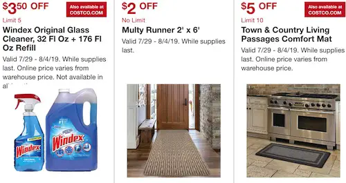 Costco Hot Buys July 2019: Windex glass cleaner, multy runner, Town and Country Living Passages Comfort Mat