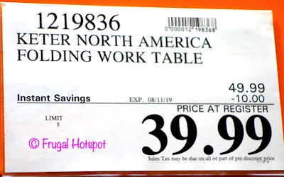 Keter Folding Work Table Costco Sale Price