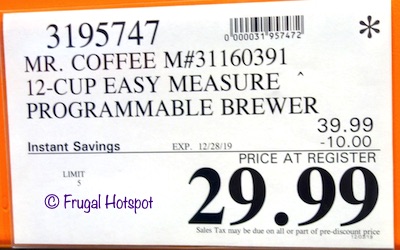 Mr. Coffee 12-Cup Easy Brewer Costco Sale Price