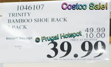 Trinity Bamboo Shoe Rack 2-Pack | Costco Sale Price