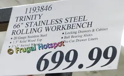 Trinity Stainless Steel Rolling Workbench | Costco Price
