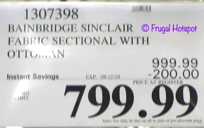 Bainbridge Sinclair Fabric Sectional Costco Sale Price