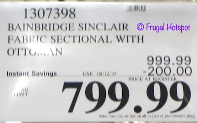 Bainbridge Sinclair Fabric Sectional Costco Sale Price Bainbridge Sinclair Fabric Sectional Costco Sale Price
