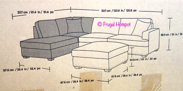 Bainbridge Sinclair Fabric Sectional Dimensions Costco