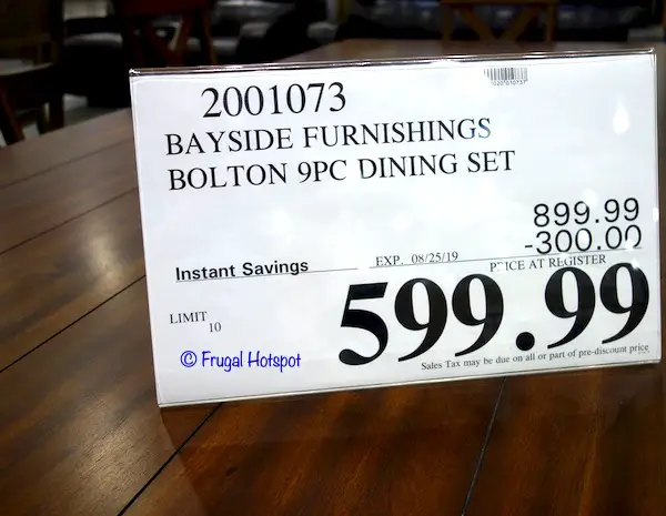 Bayside Furnishings Bolton 9-Piece Dining Set Costco Sale Price