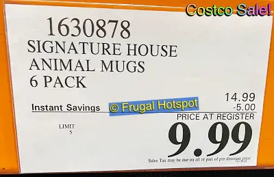 Signature Housewares Animal Mugs 6 Piece Set | Costco Sale Price | Item 1630878