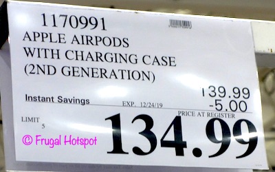 Costco Sale - Apple Airpods w/Charging Case $134.99 | Frugal Hotspot