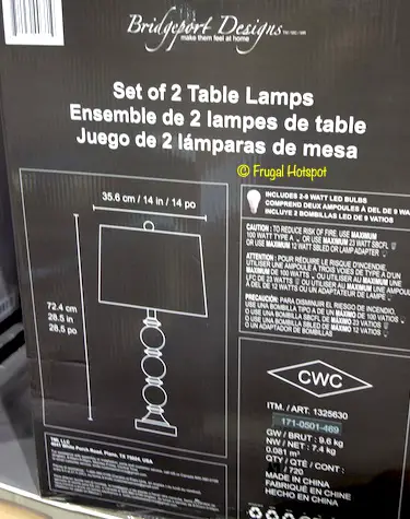 Bridgeport Designs Set of 2 Table Lamps Costco