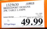Bridgeport Designs Set of 2 Table Lamps Costco Sale Price