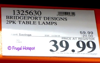 Bridgeport Designs Table Lamps Costco Sale Price