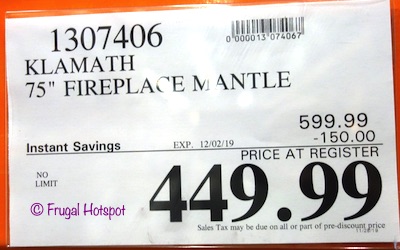 Klamath 75 Fireplace Mantle Costco Sale Price