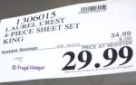 Laurel Crest 4-Piece Sheet Set King Costco Sale Price