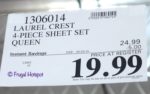 Laurel Crest 4-Piece Sheet Set Queen Costco Sale Price